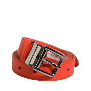 Dolce & Gabbana Red Leather Silver Metal Buckle Cintura Women's Belt